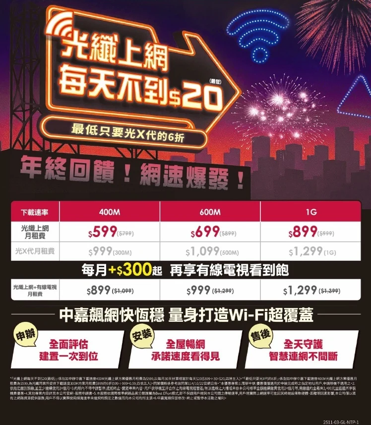 樹林三峽鶯歌網路優惠來了!中嘉寬頻|家和光纖網路最低 $599 起